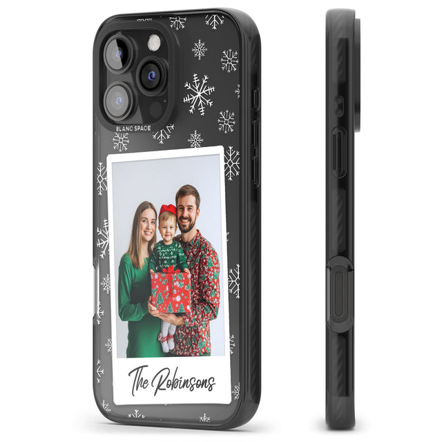 Personalised Snowflake Photo Black Impact Phone Case for iPhone 16 Pro, iPhone 16 Pro Max