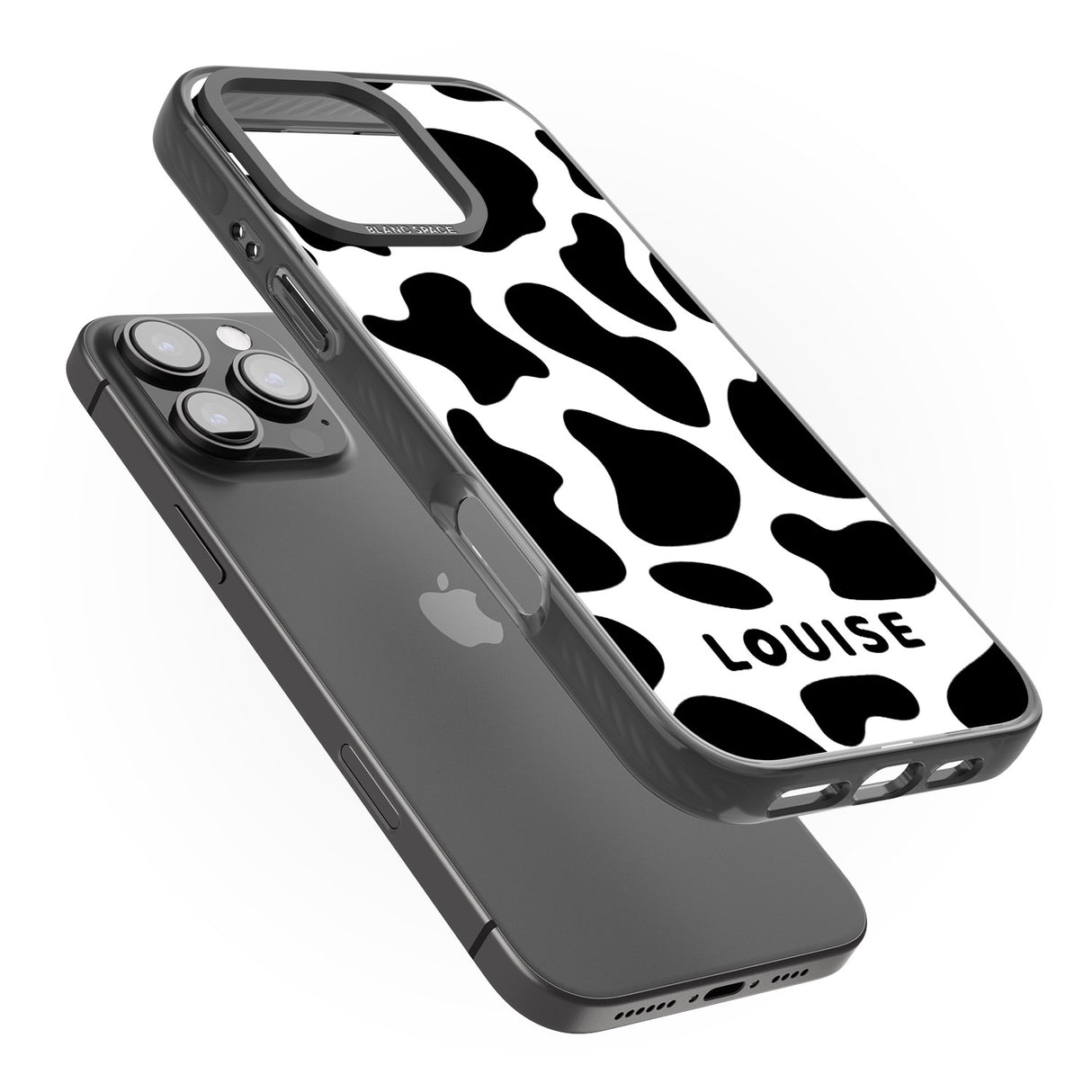 iPhone 16 Pro Max Personalised Cow Print Black Impact Phone Case