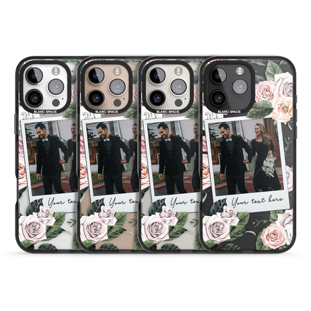 iPhone 16 Pro Max Personalised Floral Instant Film Photo Black Impact Phone Case