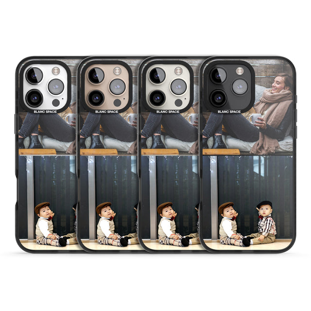 iPhone 16 Pro Max Personalised 2 Photo Grid Black Impact Phone Case