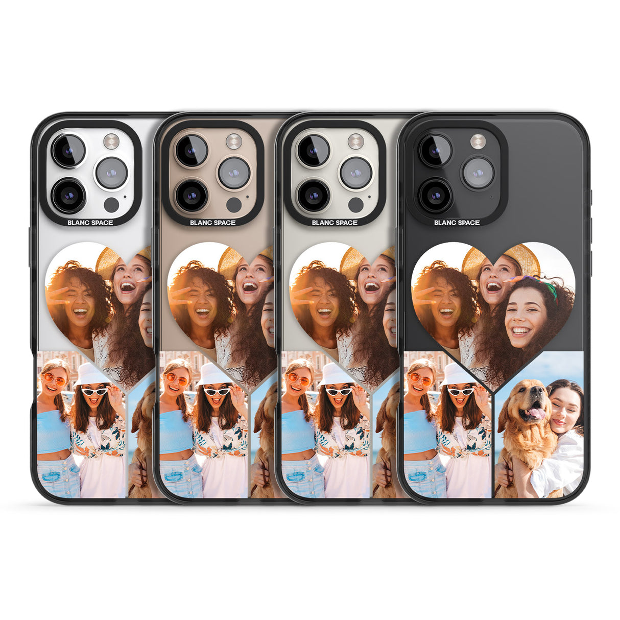 iPhone 16 Pro Max Personalised Heart Photo Black Impact Phone Case