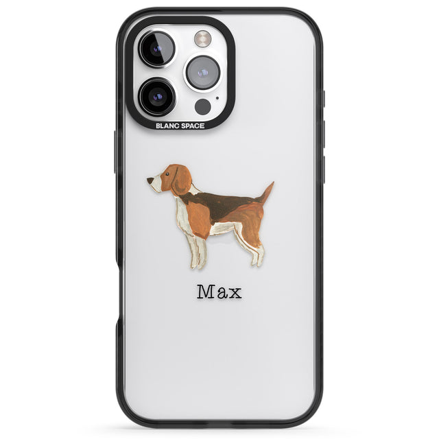 iPhone 16 Pro Max Personalised Hand Painted Beagle Black Impact Phone Case