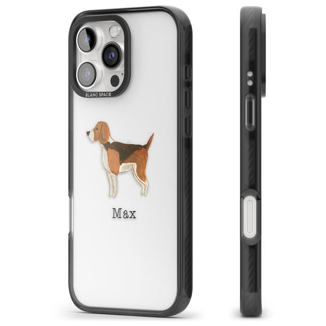 iPhone 16 Pro Max Personalised Hand Painted Beagle Black Impact Phone Case