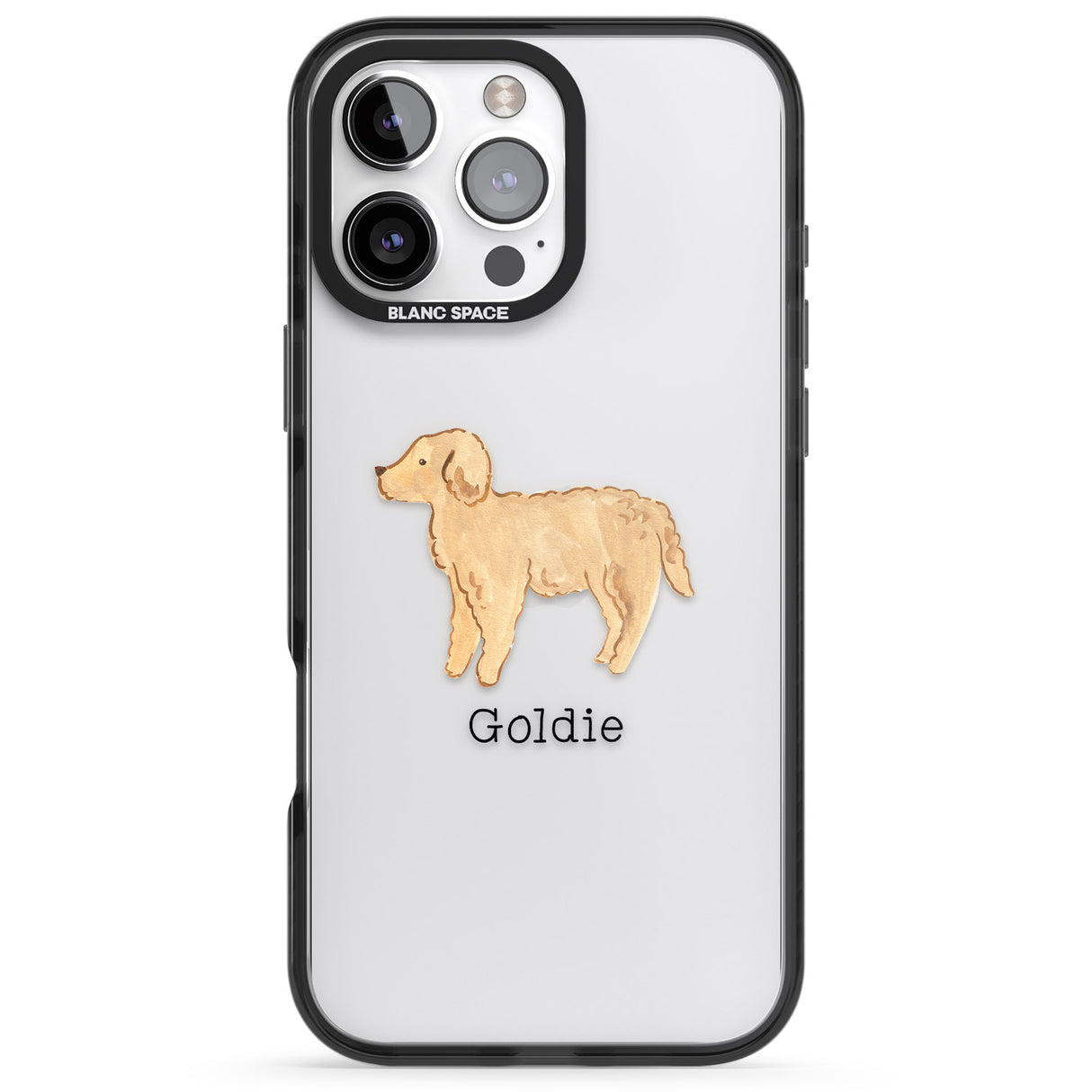 iPhone 16 Pro Max Personalised Hand Painted Goldendoodle Black Impact Phone Case