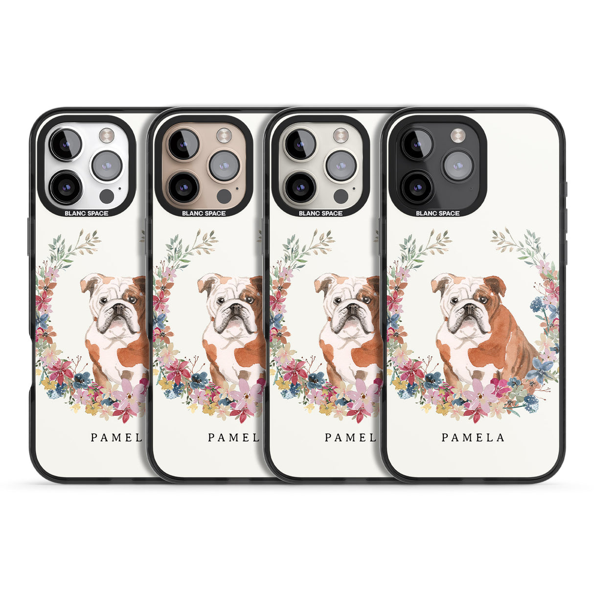 iPhone 16 Pro Max Personalised English Bulldog - Watercolour Dog Portrait Black Impact Phone Case