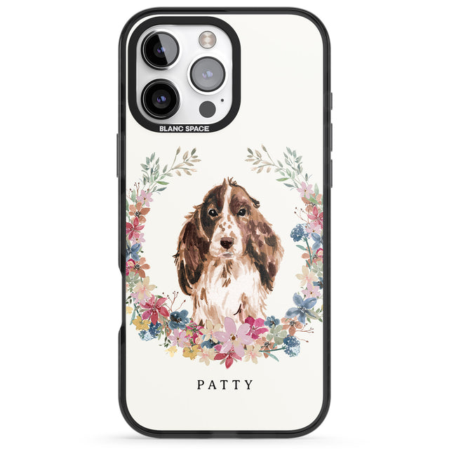 iPhone 16 Pro Max Personalised Brown Cocker Spaniel - Watercolour Dog Portrait Black Impact Phone Case