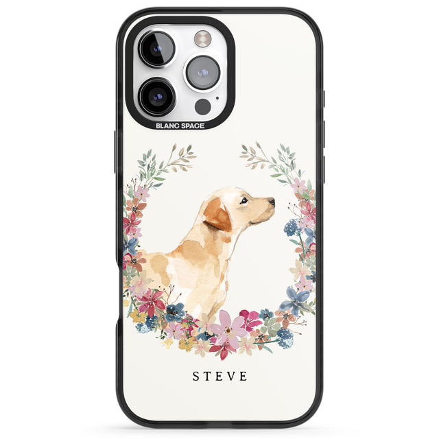 iPhone 16 Pro Max Personalised Yellow Labrador - Watercolour Dog Portrait Black Impact Phone Case