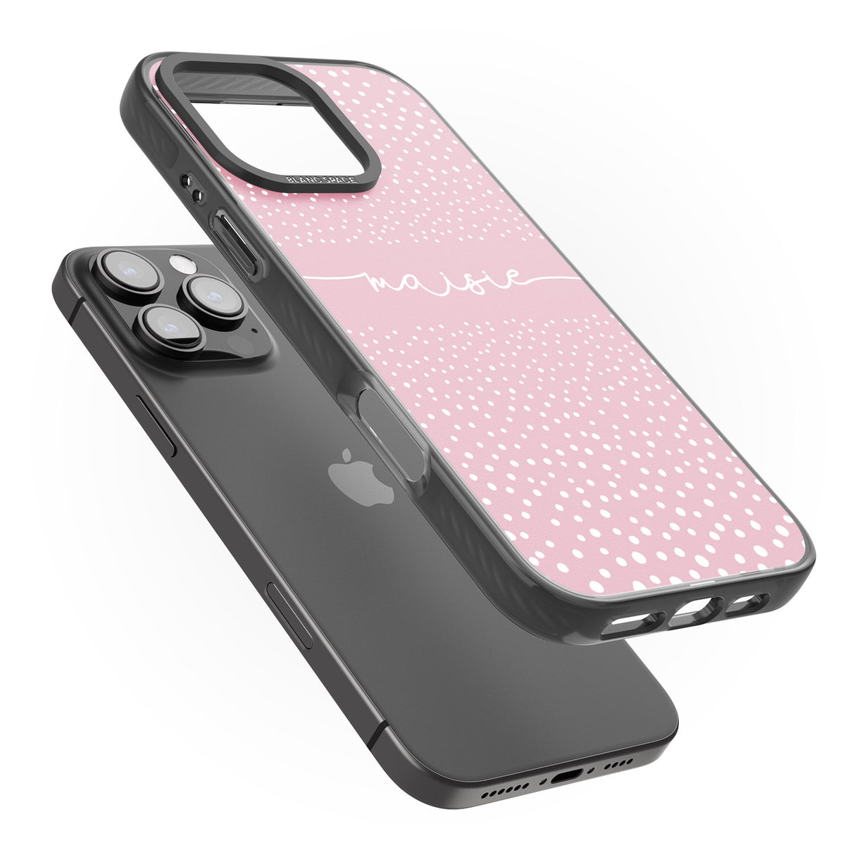 iPhone 16 Pro Max Personalised Pink Dots Black Impact Phone Case