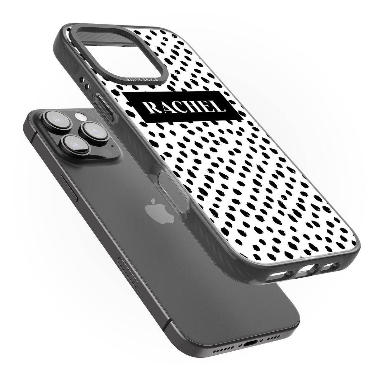 iPhone 16 Pro Max Personalised Black Bar & Dots Black Impact Phone Case