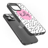 iPhone 16 Pro Max Personalised Pink Circle & Dots Black Impact Phone Case