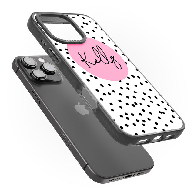 iPhone 16 Pro Max Personalised Pink Circle & Dots Black Impact Phone Case