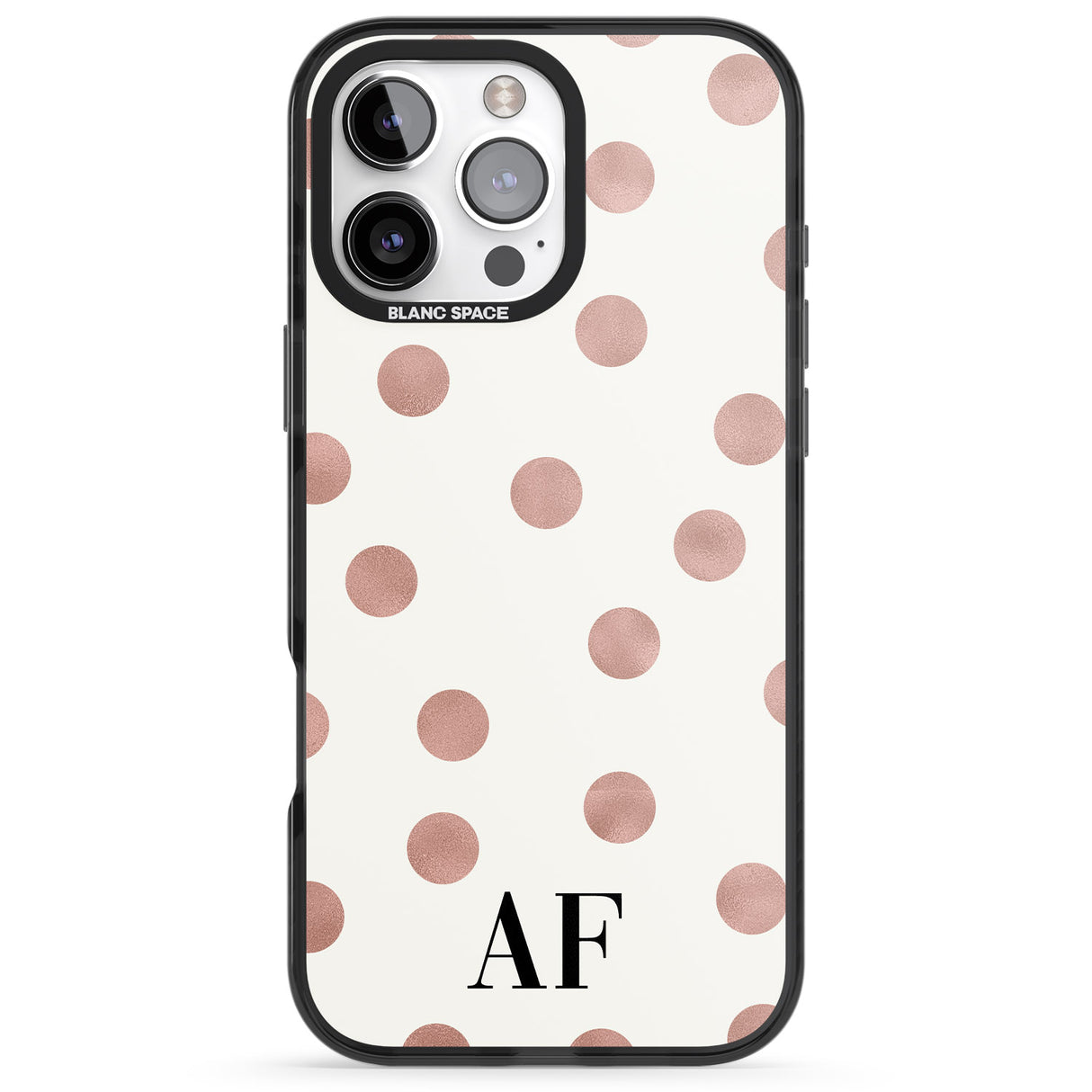 iPhone 16 Pro Max Personalised Initials & Dots Black Impact Phone Case