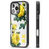 iPhone 16 Pro Max Personalised Clear Vintage Floral Yellow Roses Black Impact Phone Case