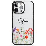 Personalised Spring Wildflowers Black Impact Phone Case for iPhone 16 Pro, iPhone 16 Pro Max