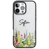 Personalised Garden Wildfowers Black Impact Phone Case for iPhone 16 Pro, iPhone 16 Pro Max