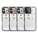 iPhone 16 Pro Max Personalised Light Floral Pattern & Stripes Black Impact Phone Case