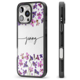 iPhone 16 Pro Max Personalised Purple Violets Black Impact Phone Case