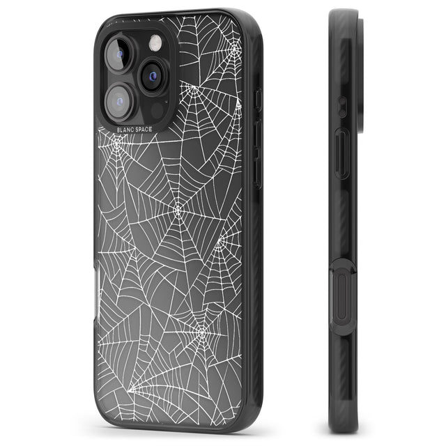 iPhone 16 Pro Max Personalised Spider Web Pattern Black Impact Phone Case