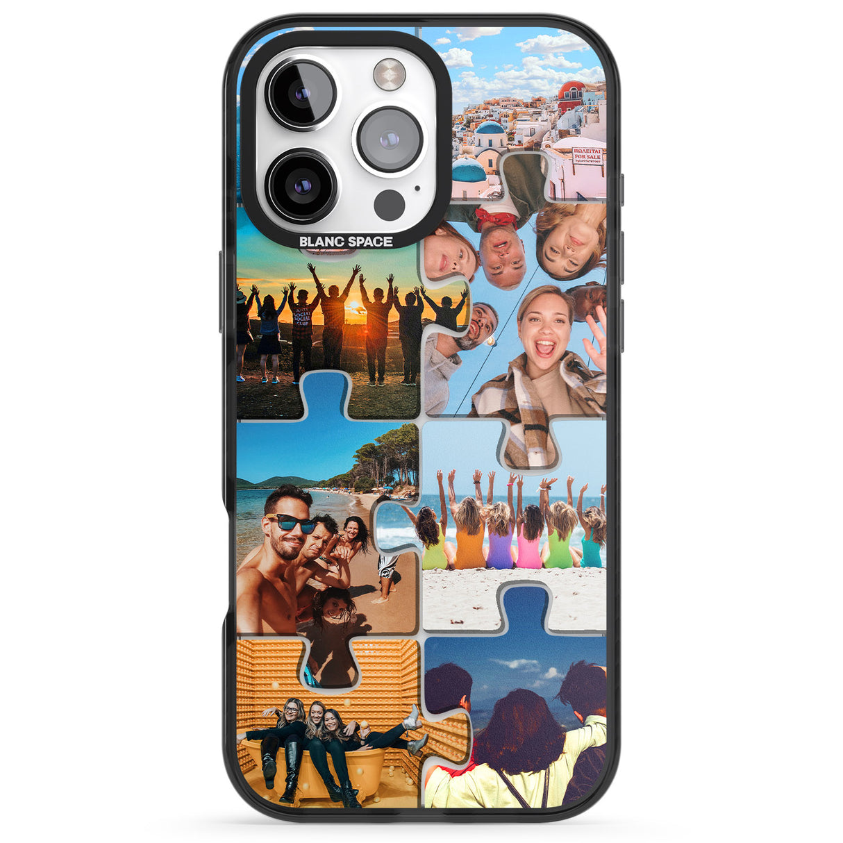 iPhone 16 Pro Max Personalised Jigsaw Photo Grid Black Impact Phone Case