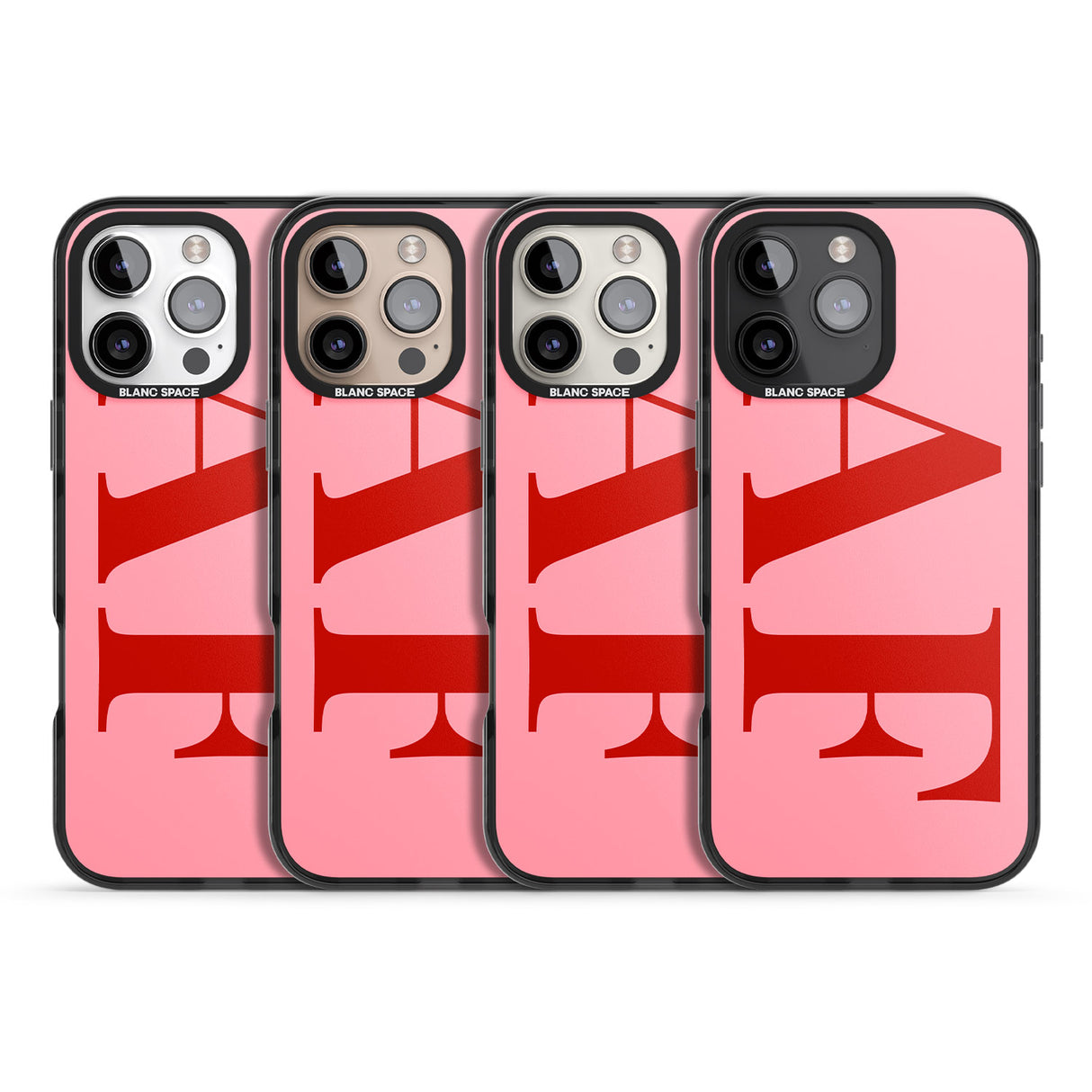 iPhone 16 Pro Max Personalised Red & Pink Letters Black Impact Phone Case