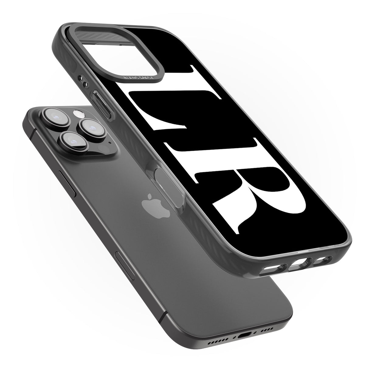 iPhone 16 Pro Max Personalised White & Black Letters Black Impact Phone Case