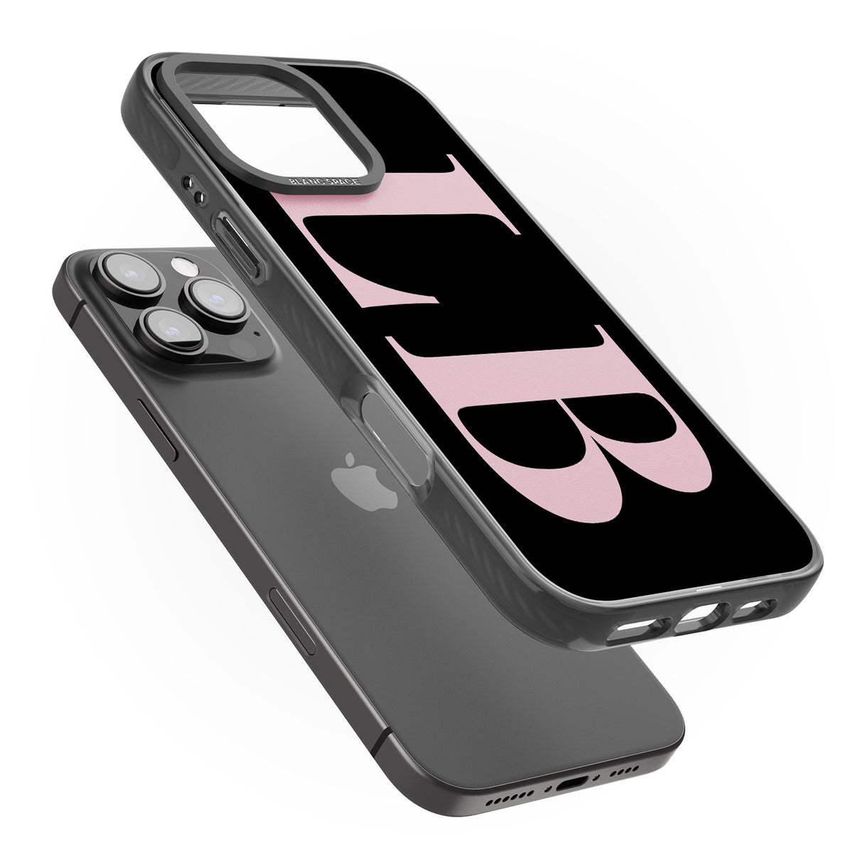 iPhone 16 Pro Max Personalised Pink & Black Letters Black Impact Phone Case