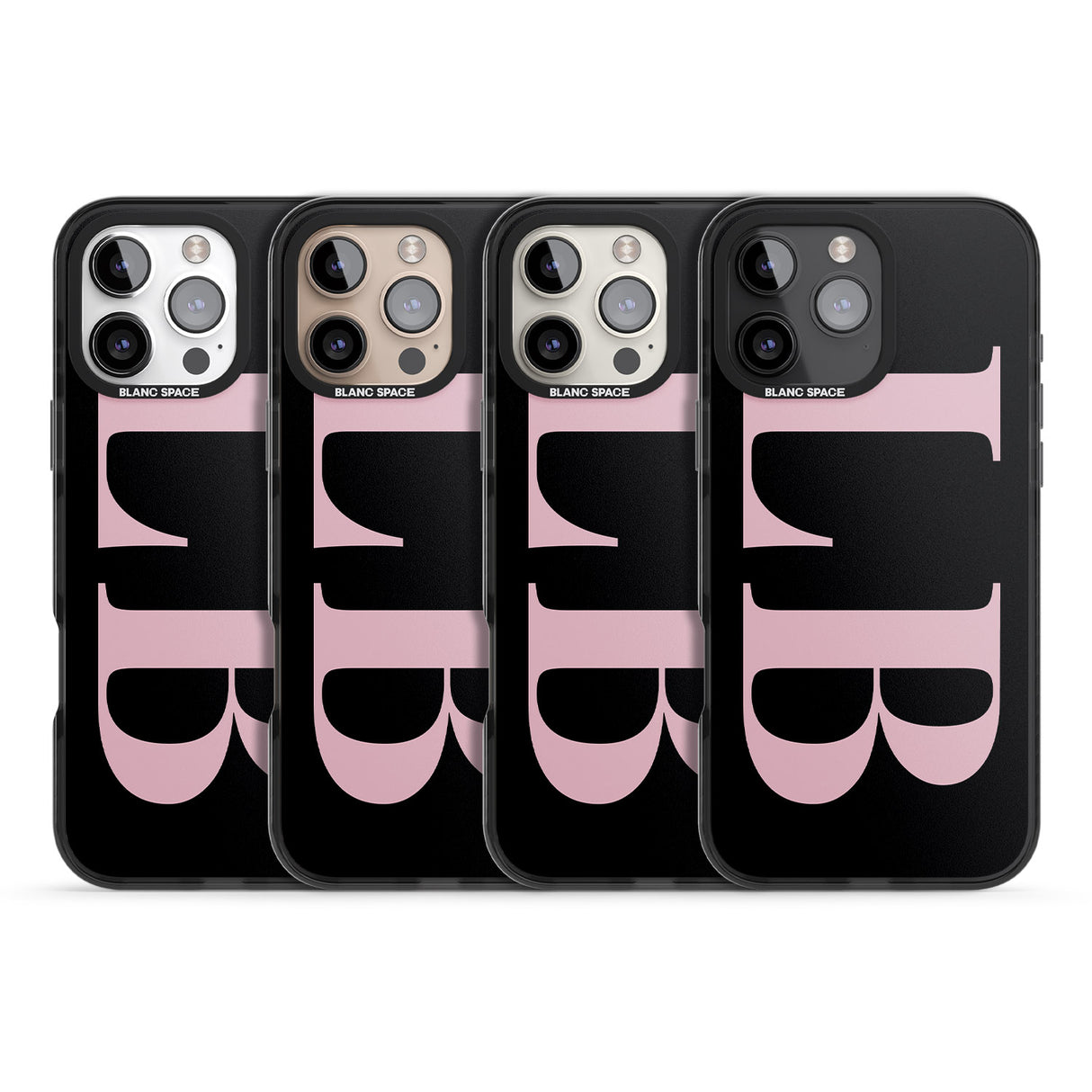 iPhone 16 Pro Max Personalised Pink & Black Letters Black Impact Phone Case