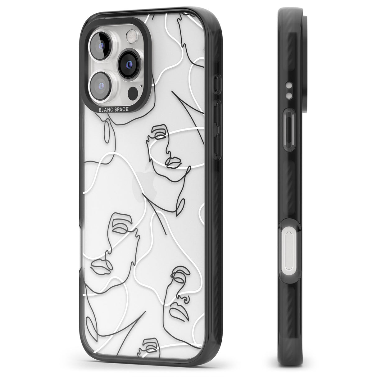 iPhone 16 Pro Max Personalised Abstract Faces Black Impact Phone Case