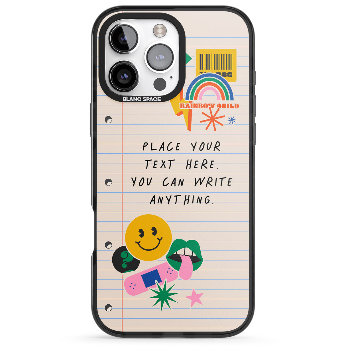 iPhone 16 Pro Max Personalised Nostalgia Sticker Mix #1 Black Impact Phone Case