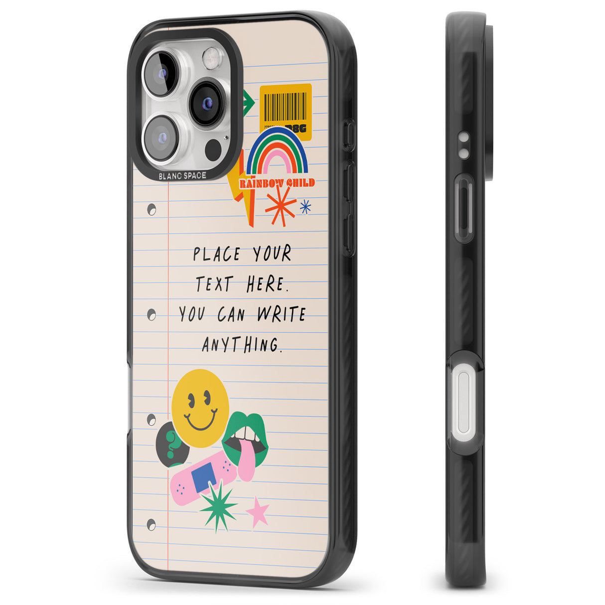 iPhone 16 Pro Max Personalised Nostalgia Sticker Mix #1 Black Impact Phone Case