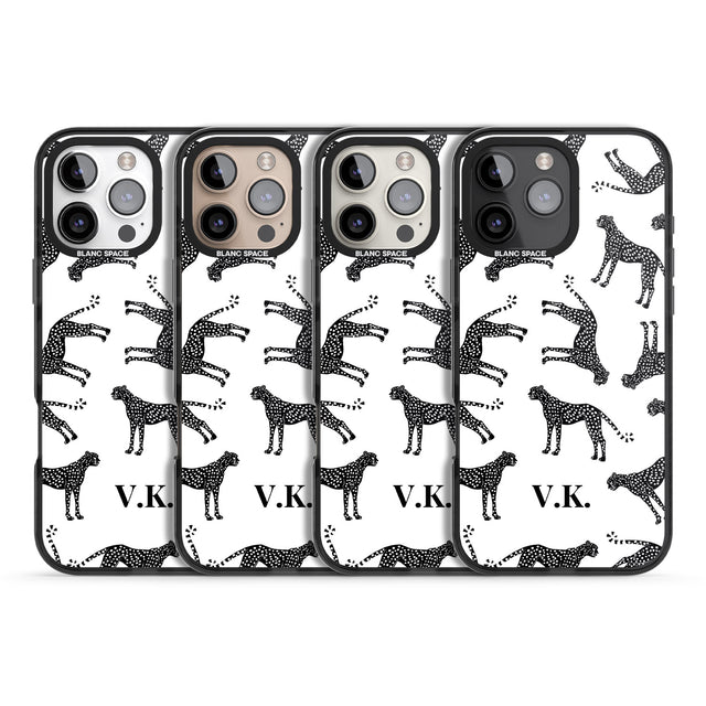 iPhone 16 Pro Max Personalised Cheetah Black & White Black Impact Phone Case