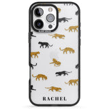 iPhone 16 Pro Max Personalised Jaguar Pattern on Transparent Black Impact Phone Case