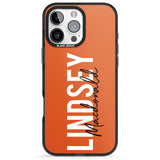 iPhone 16 Pro Max Personalised Bold Name: Orange Black Impact Phone Case