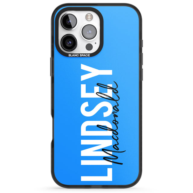 iPhone 16 Pro Max Personalised Bold Name: Blue Black Impact Phone Case