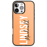 iPhone 16 Pro Max Personalised Bold Name: Peach Black Impact Phone Case