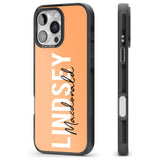 iPhone 16 Pro Max Personalised Bold Name: Peach Black Impact Phone Case