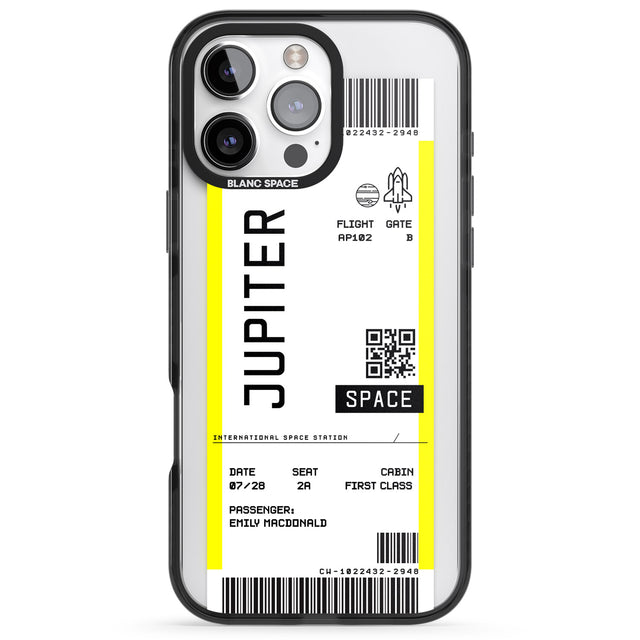 iPhone 16 Pro Max Personalised Jupiter Travel Ticket Black Impact Phone Case