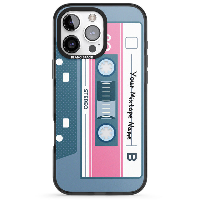 iPhone 16 Pro Max Personalised Retro Mixtape Black Impact Phone Case