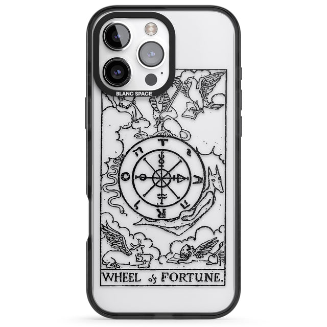 iPhone 16 Pro Max Personalised Wheel of Fortune Tarot Card - Transparent Black Impact Phone Case