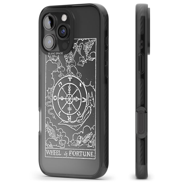 iPhone 16 Pro Max Personalised Wheel of Fortune Tarot Card - White Transparent Black Impact Phone Case