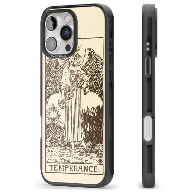 iPhone 16 Pro Max Personalised Temperance Tarot Card - Solid Cream Black Impact Phone Case