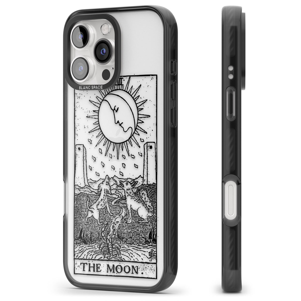 iPhone 16 Pro Max Personalised The Moon Tarot Card - Transparent Black Impact Phone Case