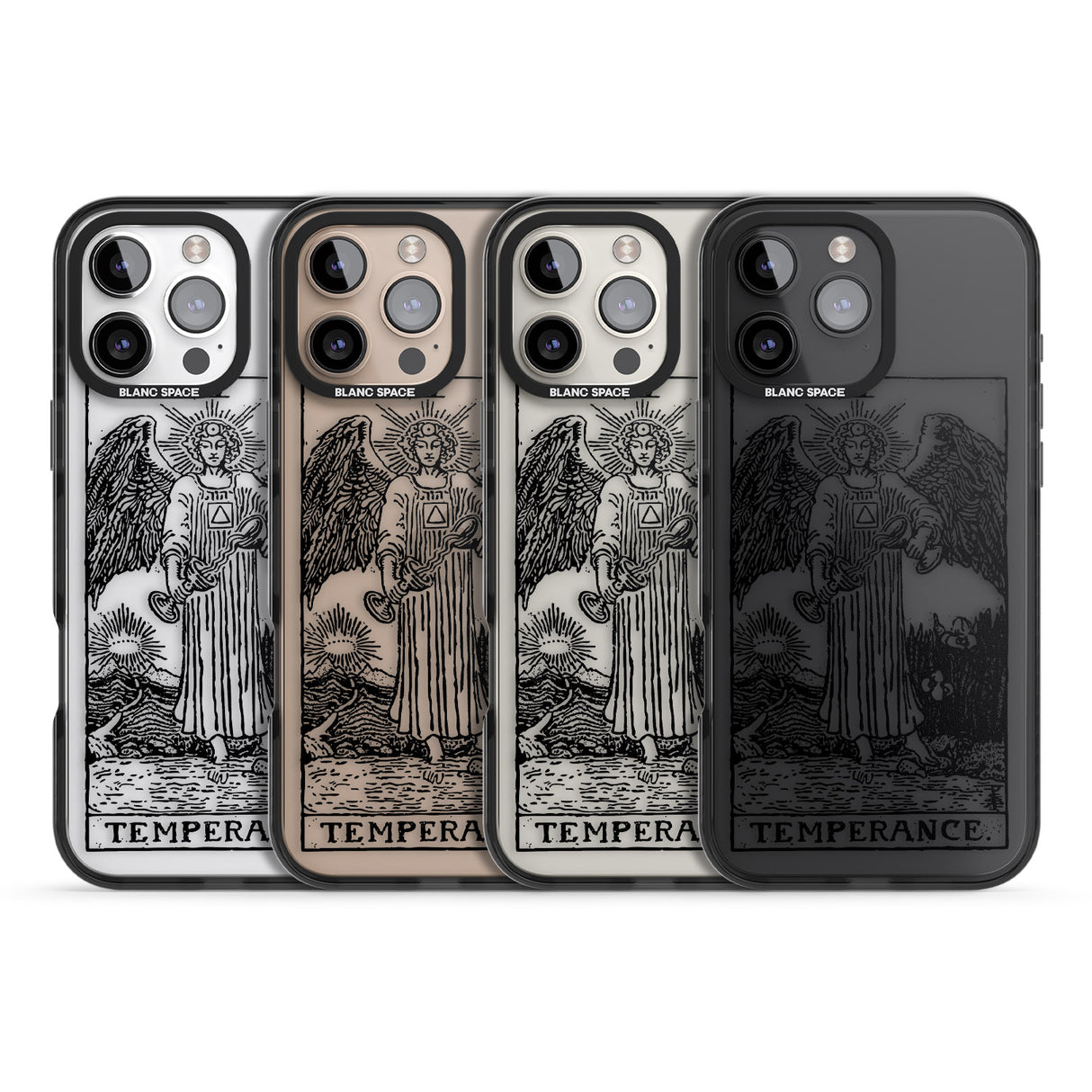 iPhone 16 Pro Max Personalised Temperance Tarot Card - Transparent Black Impact Phone Case