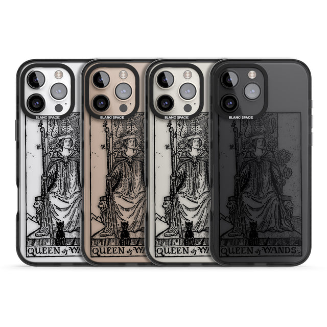 iPhone 16 Pro Max Personalised Queen of Wands Tarot Card - Transparent Black Impact Phone Case