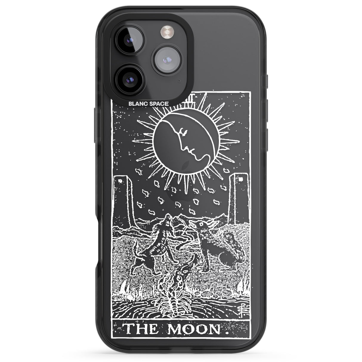 iPhone 16 Pro Max Personalised The Moon Tarot Card - White Transparent Black Impact Phone Case