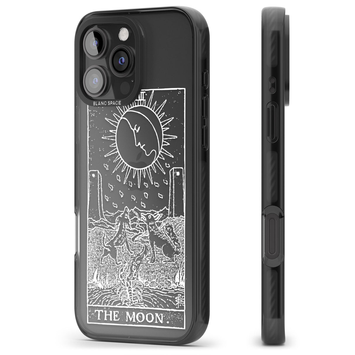 iPhone 16 Pro Max Personalised The Moon Tarot Card - White Transparent Black Impact Phone Case