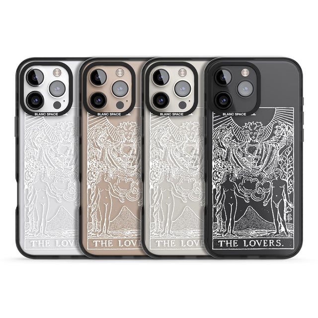 iPhone 16 Pro Max Personalised The Lovers Tarot Card - White Transparent Black Impact Phone Case