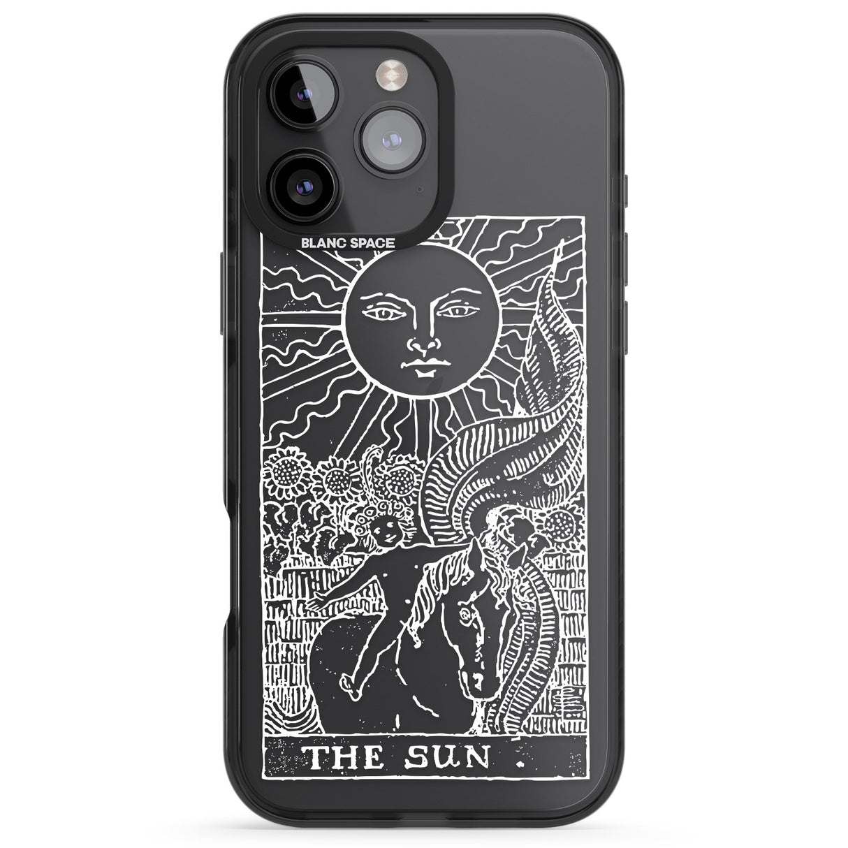 iPhone 16 Pro Max Personalised The Sun Tarot Card - White Transparent Black Impact Phone Case