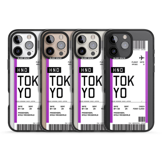 iPhone 16 Pro Max Personalised Tokyo Boarding Pass Black Impact Phone Case