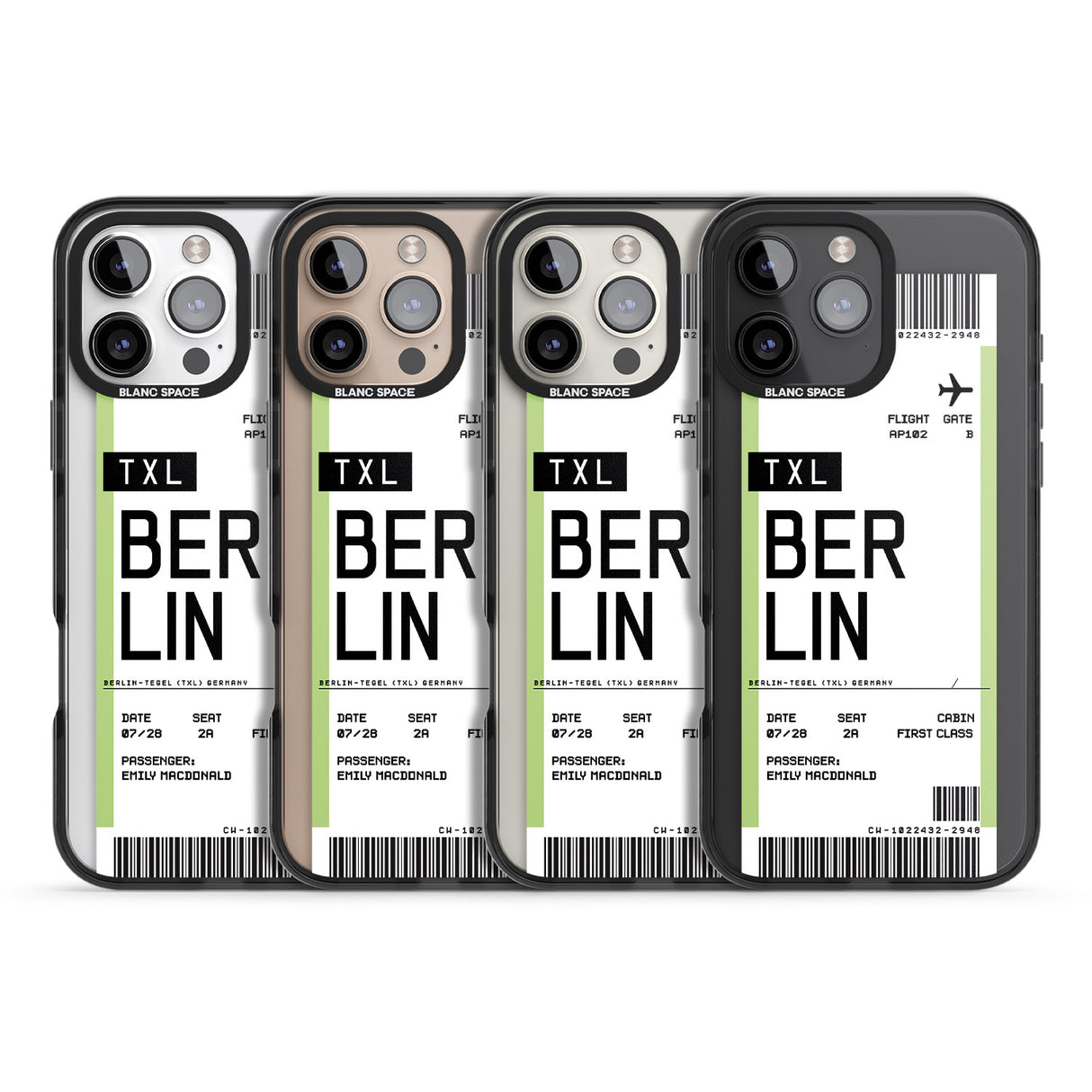 iPhone 16 Pro Max Personalised Berlin Boarding Pass Black Impact Phone Case